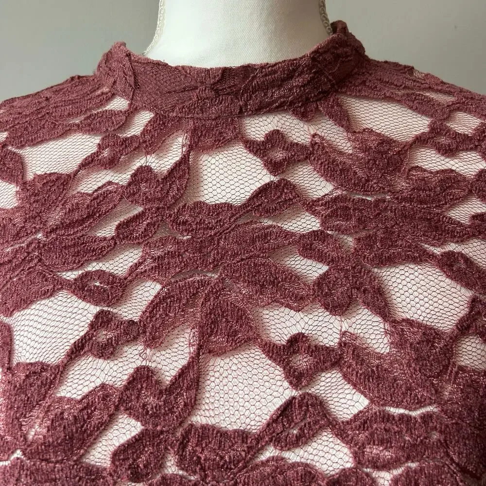 Akemi + Kin Anthropologie Blush Mauve Lacey Bell Sleeve Sheer Blouse Size 12